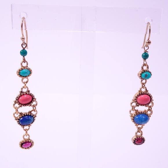 Neiman Marcus Majestic Cabochon Candy Color Drop Earrings NWT 115 - Picture 3 of 5